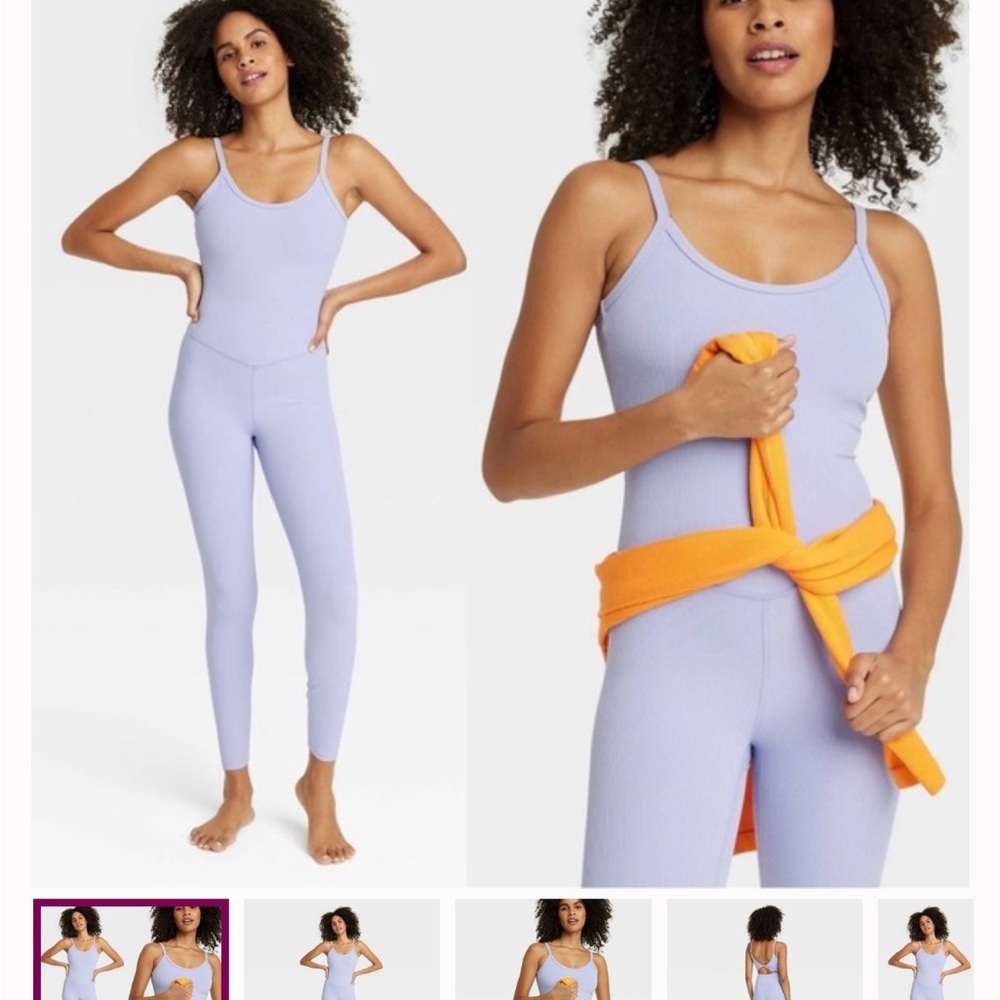 All in Motion set of 2 Ribbed Keyhole Jumpsuits Lavender XS and Black S - Target - Picture 5 of 8
